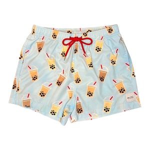 *NEW NWOT* Eubi Boba Swim Shorts Trunks Bubble Tea, 4.5”Inseam, Men’s Size Small